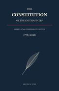 The Constitution of the United States, America at 250 commemorative edition, navy cover with ivory lettering and quill illustration