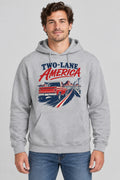 Two-Lane America Hoodie photographed product mockup