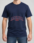 America 1776 Varsity Tee photographed shirt mockup – wearable v3 chest print