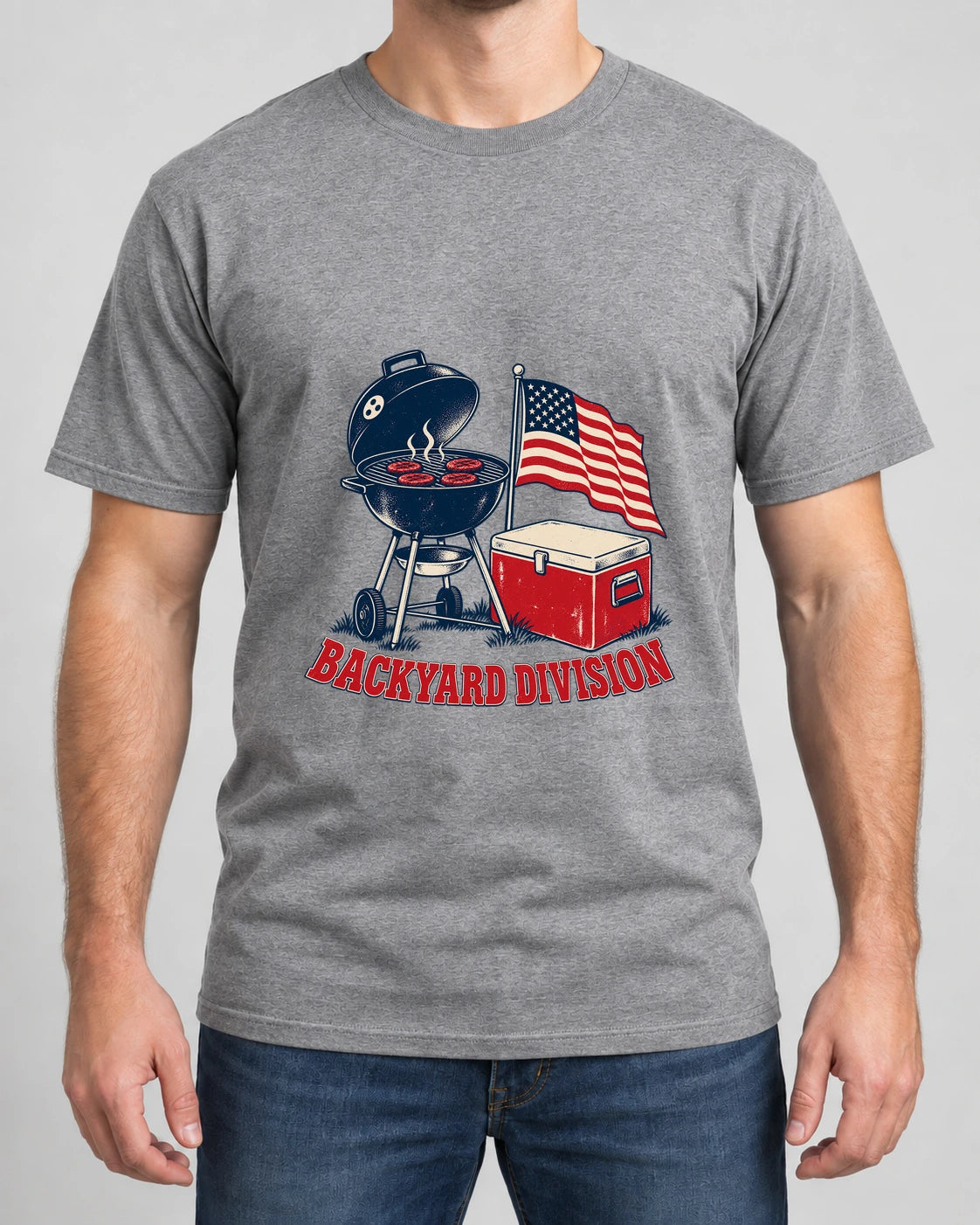 Backyard Division Tee photographed shirt mockup – wearable v3 chest print