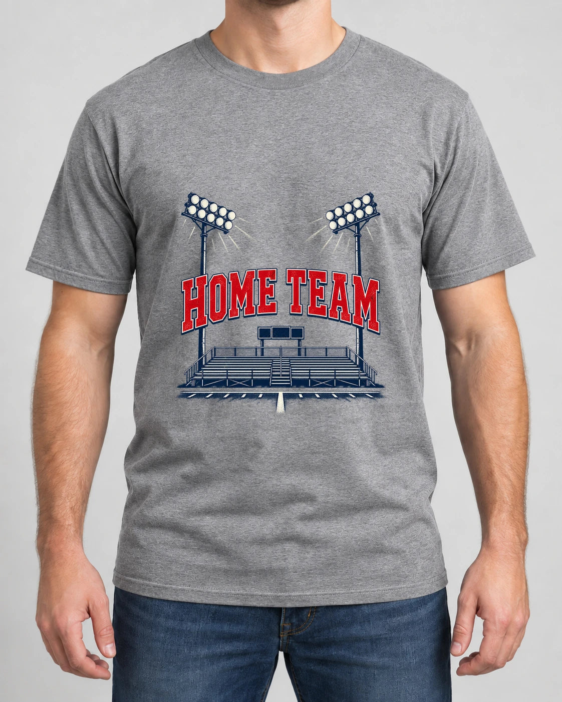 Home Team Tee photographed shirt mockup – wearable v3 chest print