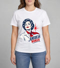 American Woman Tee photographed shirt mockup – wearable v3 chest print