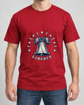 Liberty Bell Tee photographed shirt mockup – wearable v3 chest print